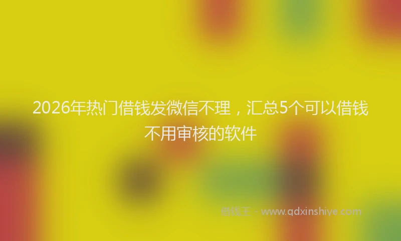 2026年热门借钱发微信不理，汇总5个可以借钱不用审核的软件