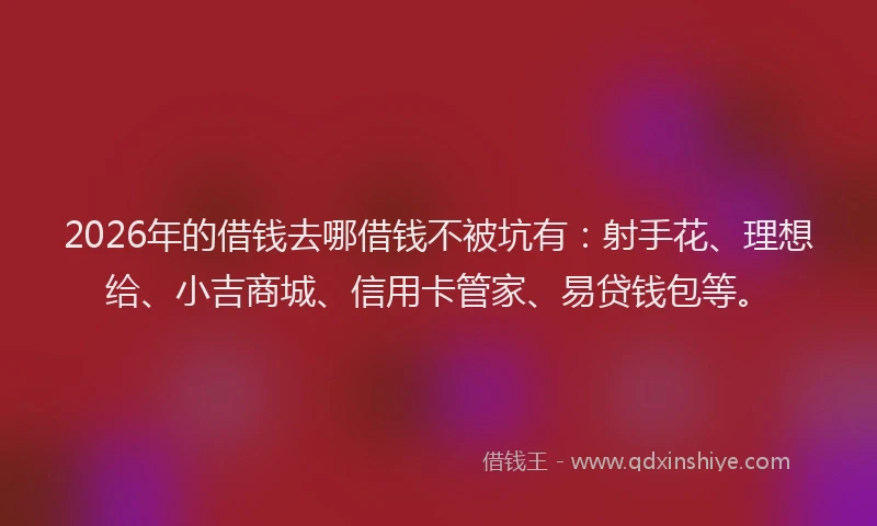 2026年的借钱去哪借钱不被坑有：射手花、理想给、小吉商城、信用卡管家、易贷钱包等。