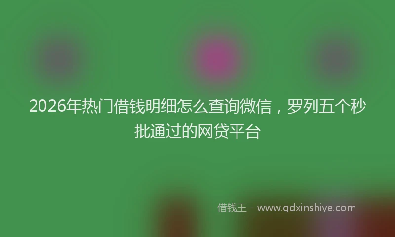2026年热门借钱明细怎么查询微信，罗列五个秒批通过的网贷平台