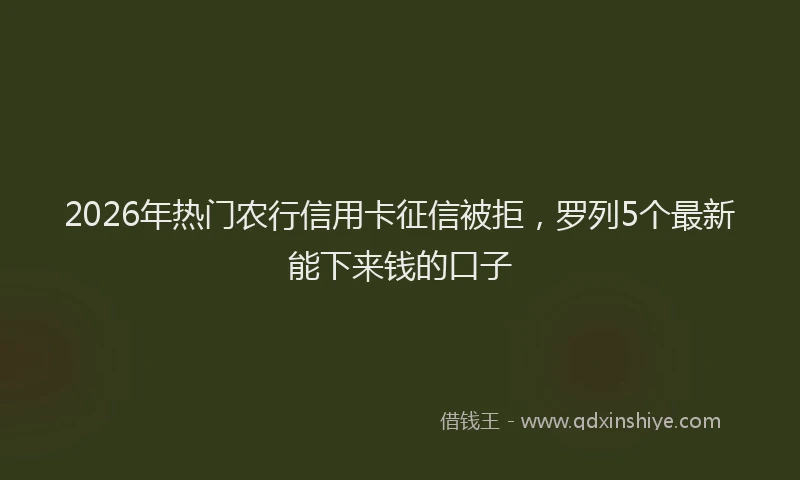 2026年热门农行信用卡征信被拒，罗列5个最新能下来钱的口子