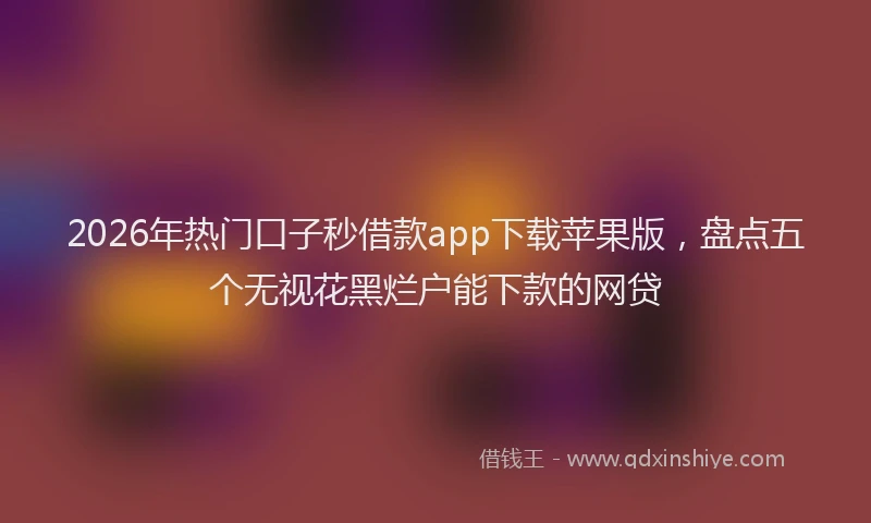 2026年热门口子秒借款app下载苹果版，盘点五个无视花黑烂户能下款的网贷