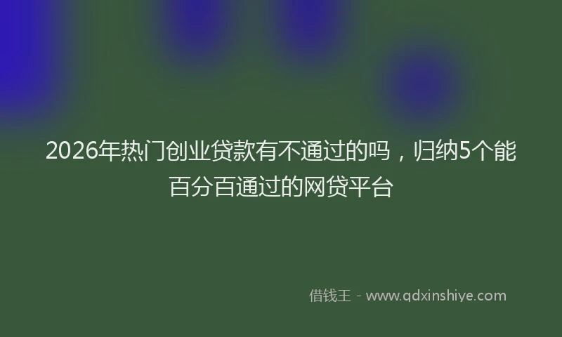 2026年热门创业贷款有不通过的吗，归纳5个能百分百通过的网贷平台
