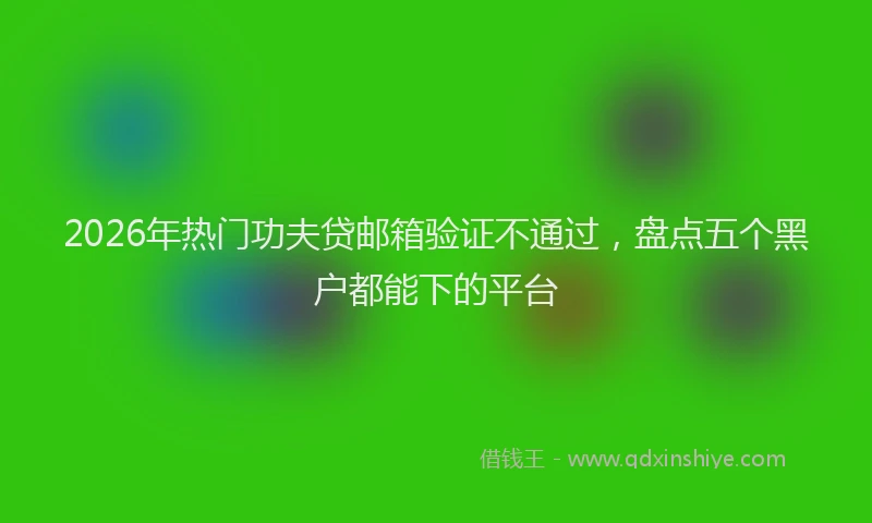 2026年热门功夫贷邮箱验证不通过，盘点五个黑户都能下的平台