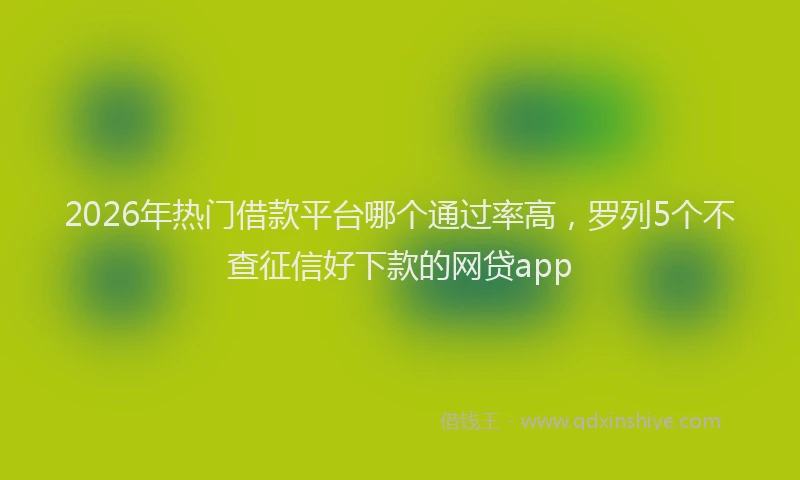 2026年热门借款平台哪个通过率高，罗列5个不查征信好下款的网贷app