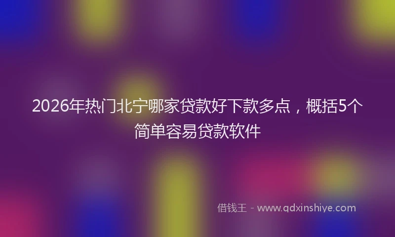2026年热门北宁哪家贷款好下款多点，概括5个简单容易贷款软件