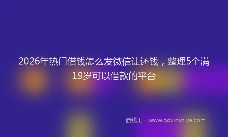 2026年热门借钱怎么发微信让还钱，整理5个满19岁可以借款的平台