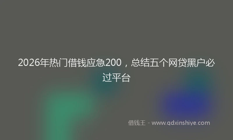 2026年热门借钱应急200，总结五个网贷黑户必过平台