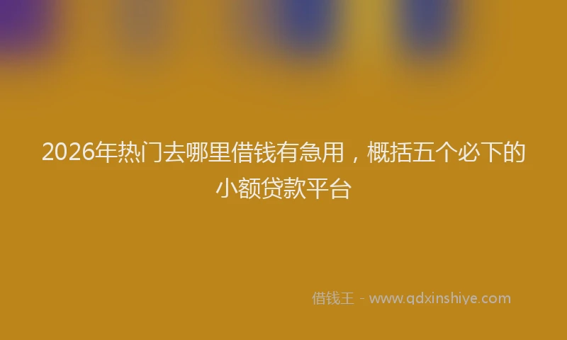 2026年热门去哪里借钱有急用，概括五个必下的小额贷款平台