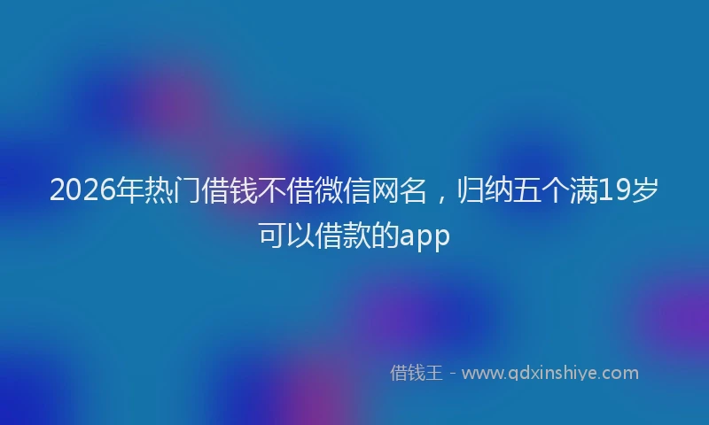 2026年热门借钱不借微信网名，归纳五个满19岁可以借款的app