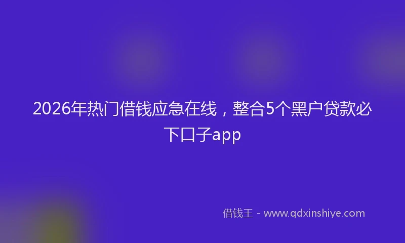 2026年热门借钱应急在线，整合5个黑户贷款必下口子app