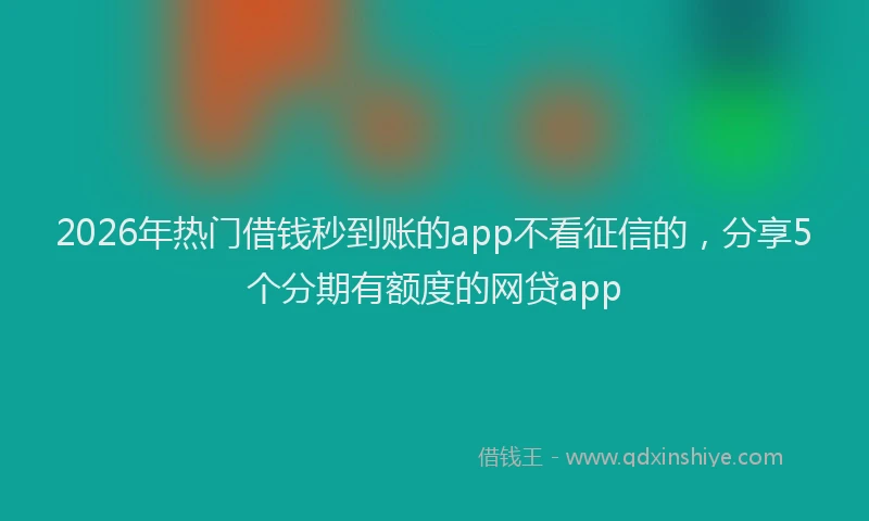 2026年热门借钱秒到账的app不看征信的，分享5个分期有额度的网贷app