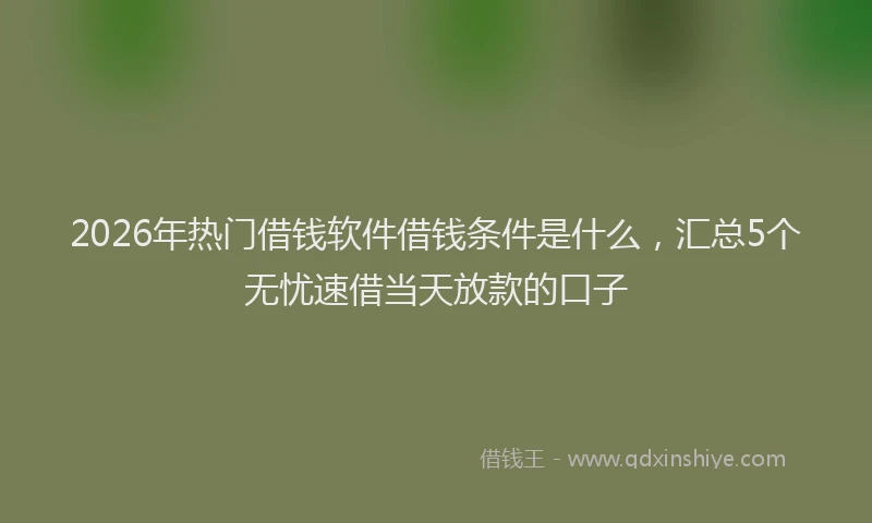 2026年热门借钱软件借钱条件是什么，汇总5个无忧速借当天放款的口子