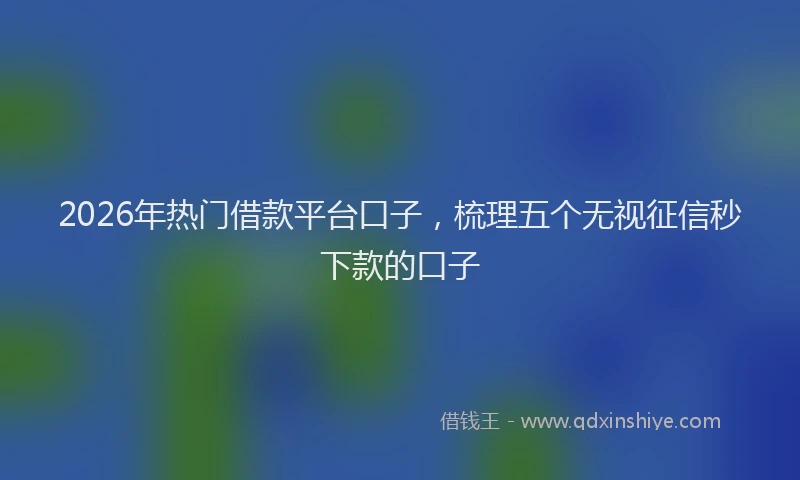 2026年热门借款平台口子，梳理五个无视征信秒下款的口子