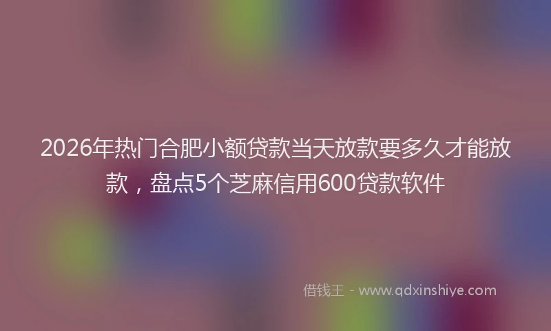 2026年热门合肥小额贷款当天放款要多久才能放款，盘点5个芝麻信用600贷款软件