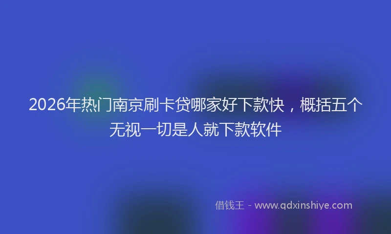 2026年热门南京刷卡贷哪家好下款快，概括五个无视一切是人就下款软件