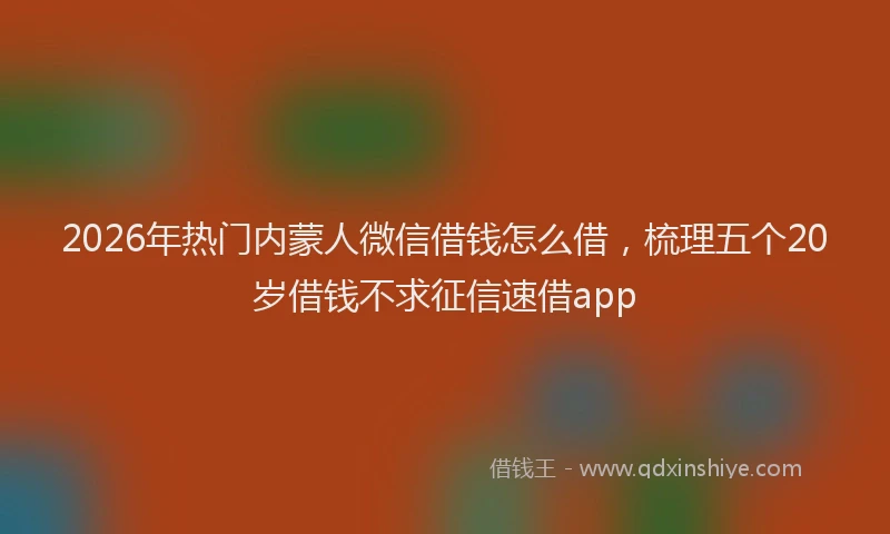 2026年热门内蒙人微信借钱怎么借，梳理五个20岁借钱不求征信速借app