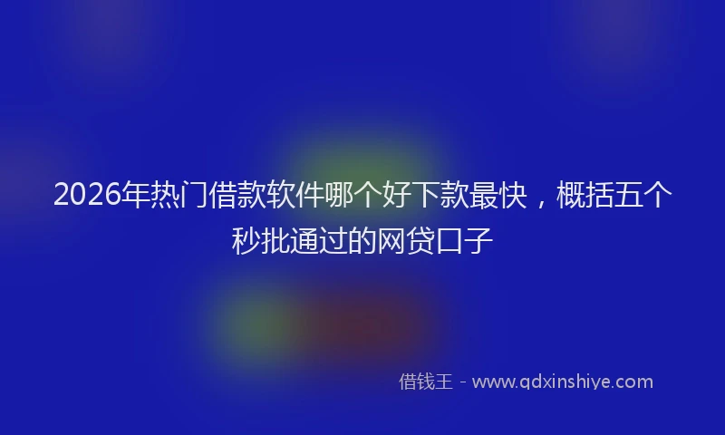 2026年热门借款软件哪个好下款最快，概括五个秒批通过的网贷口子