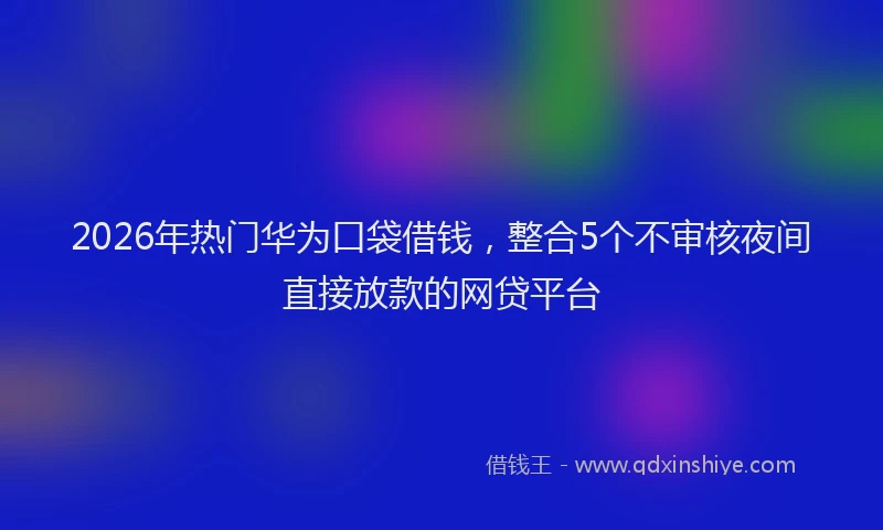 2026年热门华为口袋借钱，整合5个不审核夜间直接放款的网贷平台