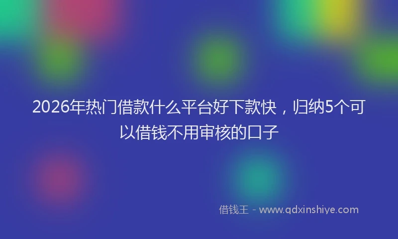 2026年热门借款什么平台好下款快，归纳5个可以借钱不用审核的口子