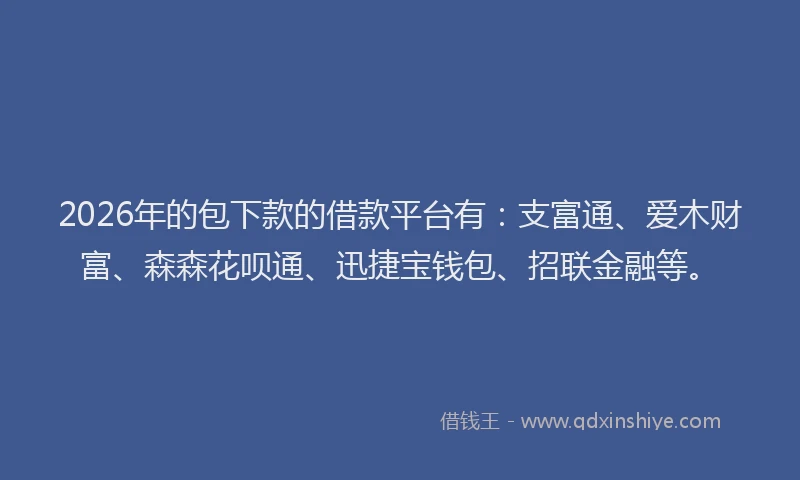 2026年的包下款的借款平台有：支富通、爱木财富、森森花呗通、迅捷宝钱包、招联金融等。