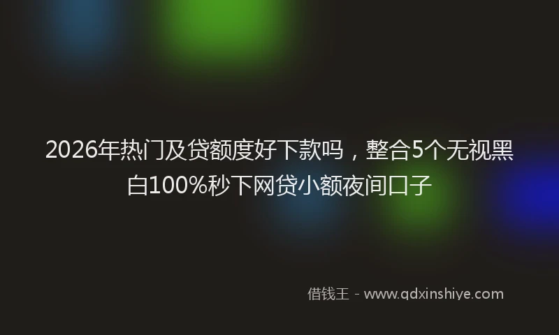 2026年热门及贷额度好下款吗，整合5个无视黑白100%秒下网贷小额夜间口子