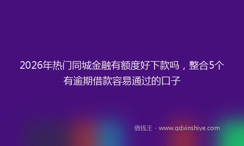 2026年热门同城金融有额度好下款吗，整合5个有逾期借款容易通过的口子
