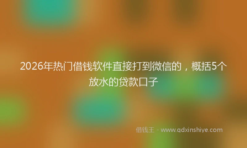 2026年热门借钱软件直接打到微信的，概括5个放水的贷款口子