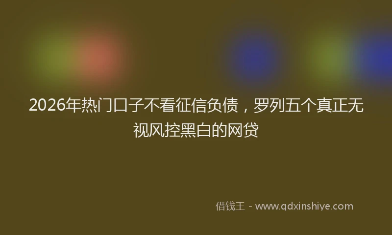 2026年热门口子不看征信负债，罗列五个真正无视风控黑白的网贷