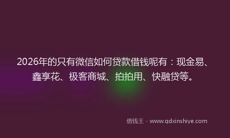 2026年的只有微信如何贷款借钱呢有：现金易、鑫享花、极客商城、拍拍用、快融贷等。