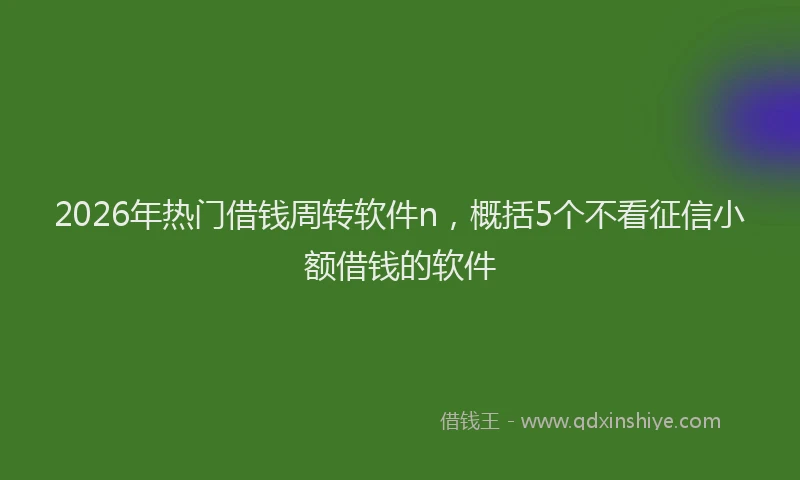 2026年热门借钱周转软件n，概括5个不看征信小额借钱的软件