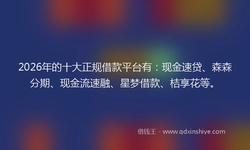 2026年的十大正规借款平台有：现金速贷、森森分期、现金流速融、星梦借款、桔享花等。