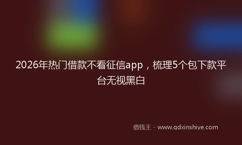 2026年热门借款不看征信app，梳理5个包下款平台无视黑白