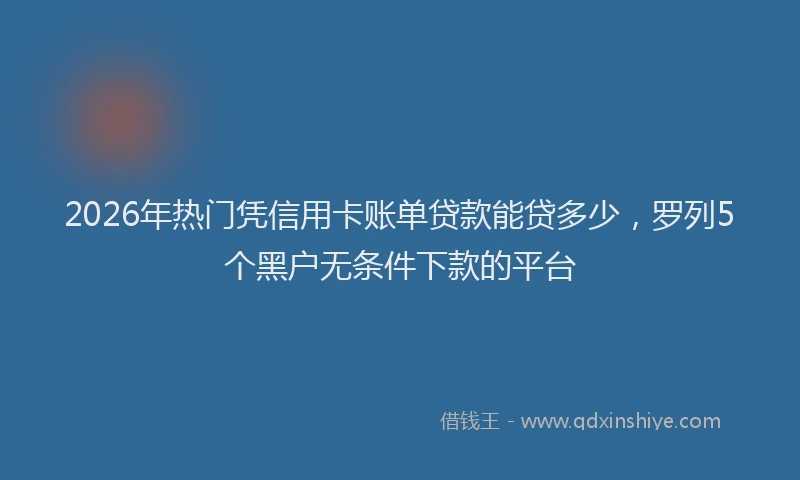 2026年热门凭信用卡账单贷款能贷多少，罗列5个黑户无条件下款的平台