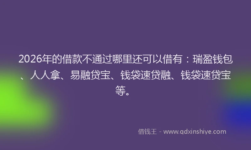 2026年的借款不通过哪里还可以借有：瑞盈钱包、人人拿、易融贷宝、钱袋速贷融、钱袋速贷宝等。