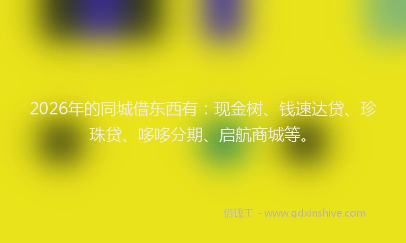 2026年的同城借东西有：现金树、钱速达贷、珍珠贷、哆哆分期、启航商城等。