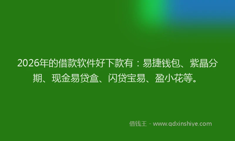2026年的借款软件好下款有：易捷钱包、紫晶分期、现金易贷盒、闪贷宝易、盈小花等。