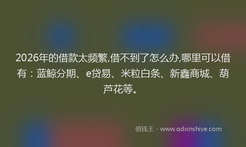 2026年的借款太频繁,借不到了怎么办,哪里可以借有：蓝鲸分期、e贷易、米粒白条、新鑫商城、葫芦花等。