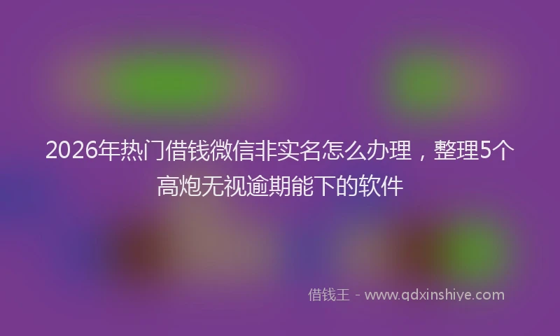 2026年热门借钱微信非实名怎么办理，整理5个高炮无视逾期能下的软件