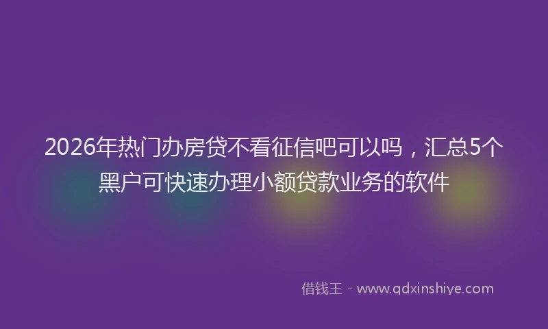 2026年热门办房贷不看征信吧可以吗，汇总5个黑户可快速办理小额贷款业务的软件
