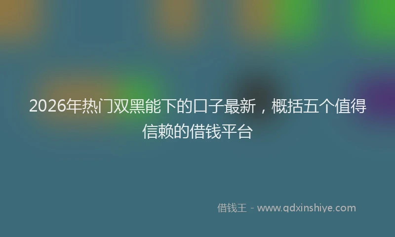 2026年热门双黑能下的口子最新，概括五个值得信赖的借钱平台