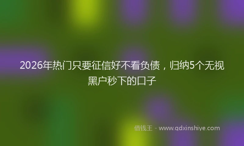 2026年热门只要征信好不看负债，归纳5个无视黑户秒下的口子