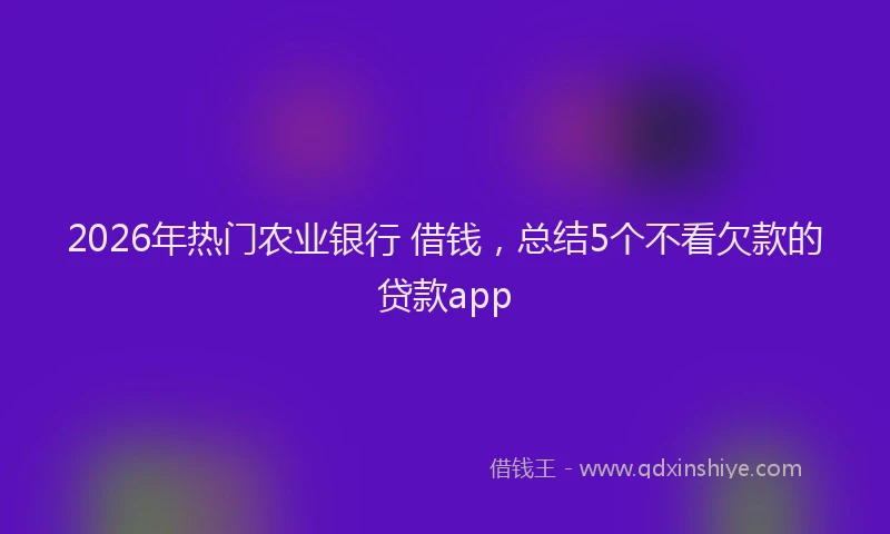 2026年热门农业银行 借钱，总结5个不看欠款的贷款app