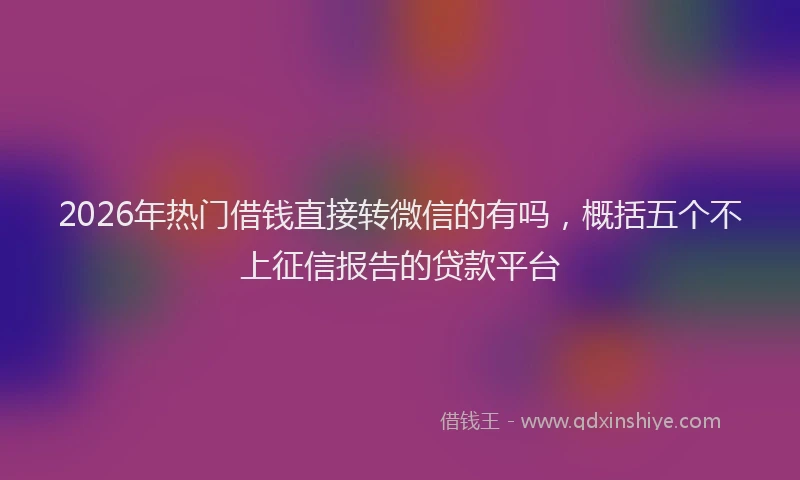 2026年热门借钱直接转微信的有吗，概括五个不上征信报告的贷款平台