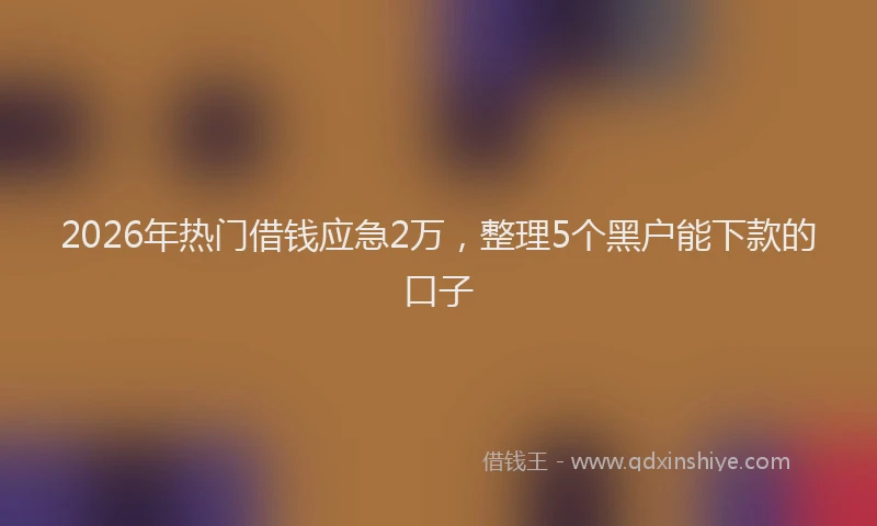 2026年热门借钱应急2万，整理5个黑户能下款的口子