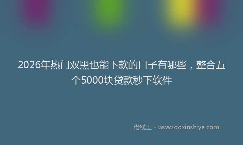 2026年热门双黑也能下款的口子有哪些，整合五个5000块贷款秒下软件