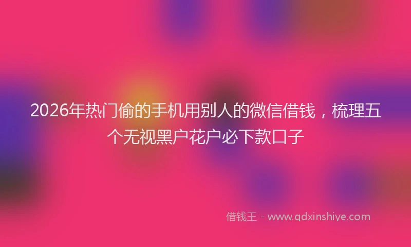 2026年热门偷的手机用别人的微信借钱，梳理五个无视黑户花户必下款口子