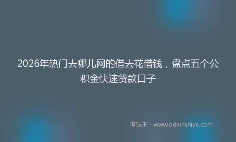 2026年热门去哪儿网的借去花借钱，盘点五个公积金快速贷款口子