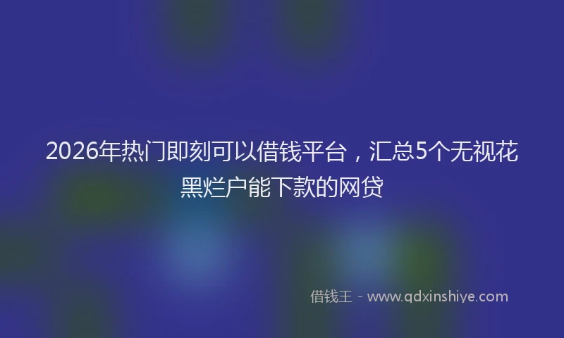 2026年热门即刻可以借钱平台，汇总5个无视花黑烂户能下款的网贷