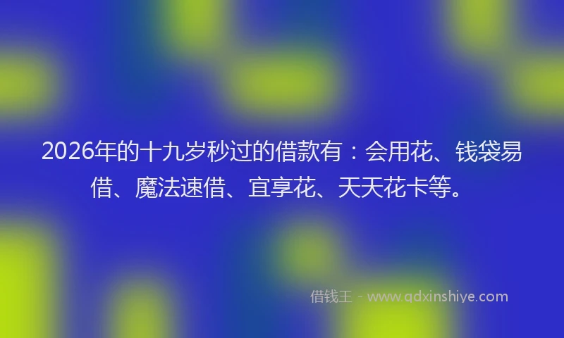 2026年的十九岁秒过的借款有：会用花、钱袋易借、魔法速借、宜享花、天天花卡等。
