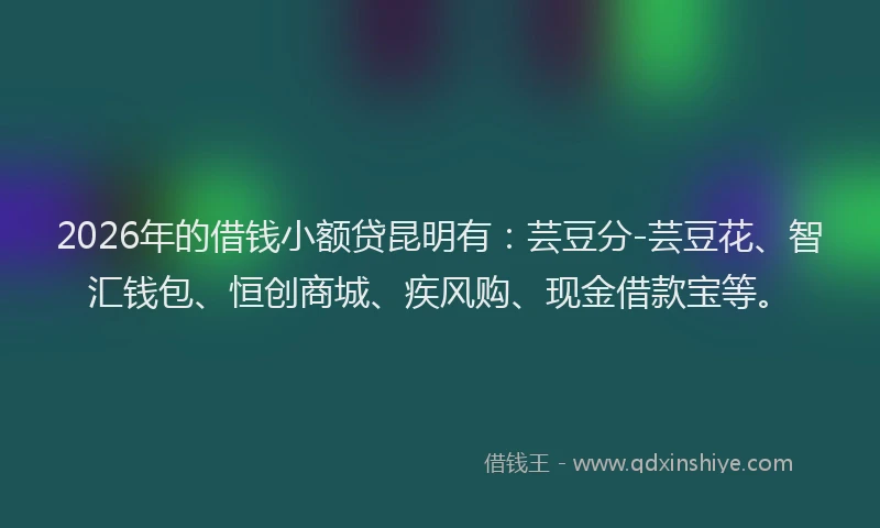 2026年的借钱小额贷昆明有：芸豆分-芸豆花、智汇钱包、恒创商城、疾风购、现金借款宝等。
